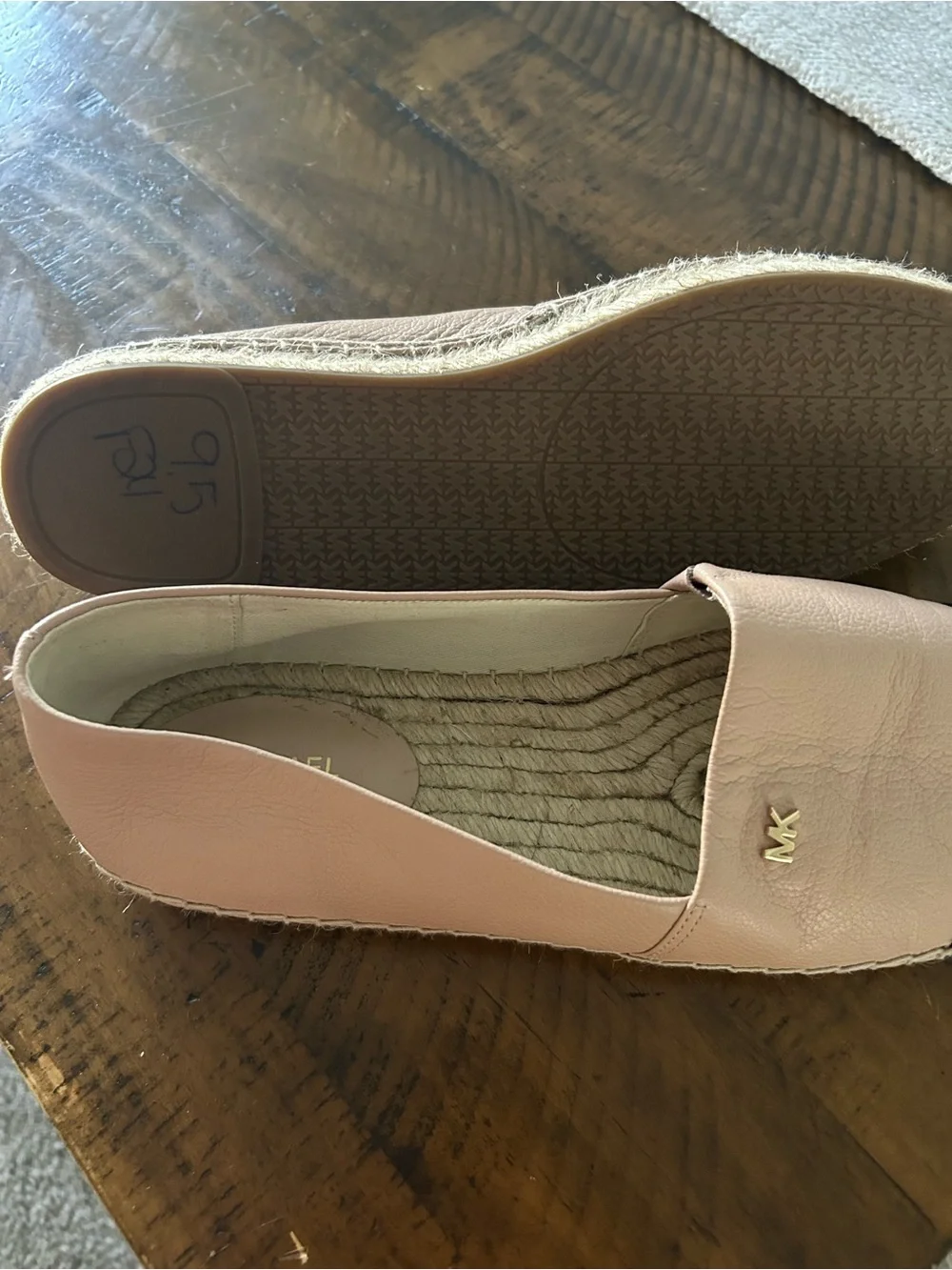 Michael Kors Blush Pink and Black Leather Espadrille Flats
